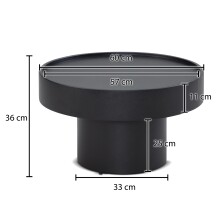 Couchtisch Pilzform Metall Schwarz 60x60x36 cm Wohnzimmertisch Rund