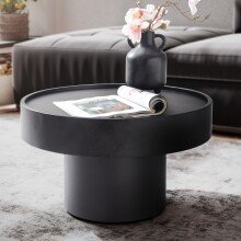 Couchtisch Pilzform Metall Schwarz 60x60x36 cm Wohnzimmertisch Rund