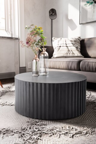 Couchtisch Sofatisch Metall Schwarz 67x67x31 cm Wohnzimmertisch Rund, 209,96 €