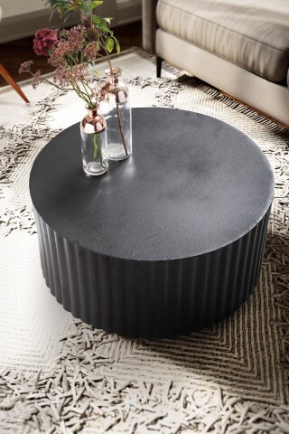 Couchtisch Sofatisch Metall Schwarz 67x67x31 cm Wohnzimmertisch Rund, 209,96 €
