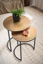 Beistelltisch Wohnzimmertisch 3er Set Metall Satztisch Tisch Rund Gold