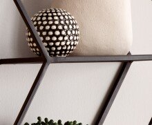 Wandregal 60x52x20 cm Massivholz Metall Hängeregal Regal Sechseckig