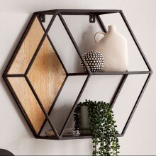 Wandregal 60x52x20 cm Massivholz Metall Hängeregal...