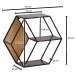 Wandregal 60x52x20 cm Massivholz Metall Hängeregal Regal Sechseckig