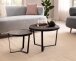 Couchtisch 2er Set Rund Holz / Steinoptik Wohnzimmertisch Satztisch