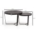 Couchtisch 2er Set Rund Holz / Steinoptik Wohnzimmertisch Satztisch