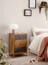 Nachttisch Boxspringbett Massivholz Steinoptik 40x60x30...