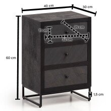 Nachttisch Boxspringbett Massivholz Steinoptik 40x60x30 cm Nachtkommode