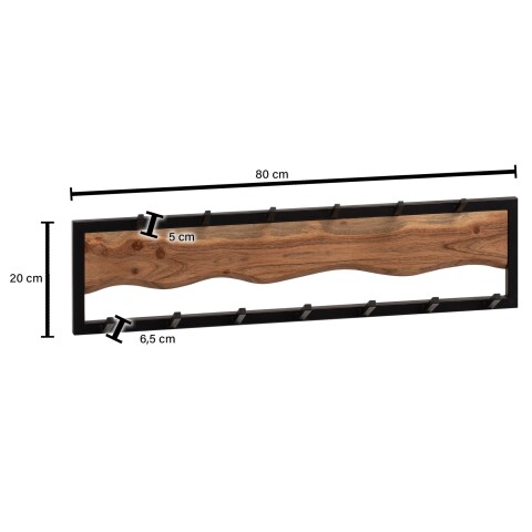 Wandgarderobe Hakenleiste Massivholz 80 cm Garderobe Flur Metall Mode, 58,76 €