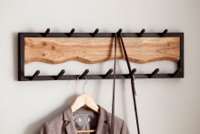 Wandgarderobe Hakenleiste Massivholz 80 cm Garderobe Flur Metall Modern