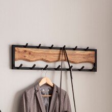 Wandgarderobe Hakenleiste Massivholz 80 cm Garderobe Flur Metall Modern