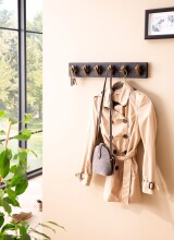 Wandgarderobe Hakenleiste Holz Massivholz 60 cm Garderobe Flur Schwarz