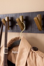 Wandgarderobe Hakenleiste Holz Massivholz 60 cm Garderobe Flur Schwarz