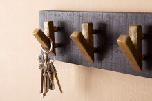 Wandgarderobe Hakenleiste Holz Massivholz 60 cm Garderobe Flur Schwarz