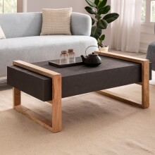 Couchtisch Steinoptik Massivholz 105x66x40 cm Sofatisch Wohnzimmertisch