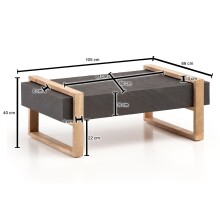 Couchtisch Steinoptik Massivholz 105x66x40 cm Sofatisch Wohnzimmertisch