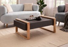 Couchtisch Steinoptik Massivholz 105x66x40 cm Sofatisch Wohnzimmertisch
