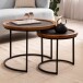 Couchtisch 2er Set Rund Holz / Steinoptik Wohnzimmertisch Satztisch