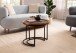 Couchtisch 2er Set Rund Holz / Steinoptik Wohnzimmertisch Satztisch
