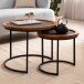 Couchtisch 2er Set Rund Holz / Steinoptik Wohnzimmertisch Satztisch