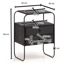 Nachttisch Boxspringbett Massivholz Steinoptik 40x60x30 cm Nachtkommode