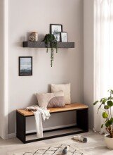 Wandregal 90x10x20 cm Massivholz Steinoptik Hängeregal Regal Modern