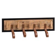 Wandgarderobe Hakenleiste Holz Echtleder 60 cm Garderobe...