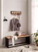 Wandgarderobe Hakenleiste Holz Echtleder 60 cm Garderobe Flur Metall