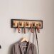 Wandgarderobe Hakenleiste Holz Echtleder 60 cm Garderobe Flur Metall