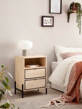 Nachttisch Boxspringbett Massivholz / Metall 43x60x30 cm Nachtkommode