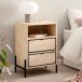 Nachttisch Boxspringbett Massivholz / Metall 43x60x30 cm Nachtkommode