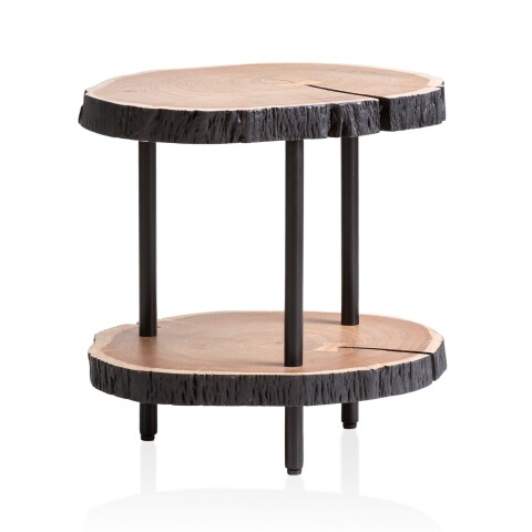 Beistelltisch Vollholz Sofatisch 45x45x50 cm Anstelltisch Baumscheibe
