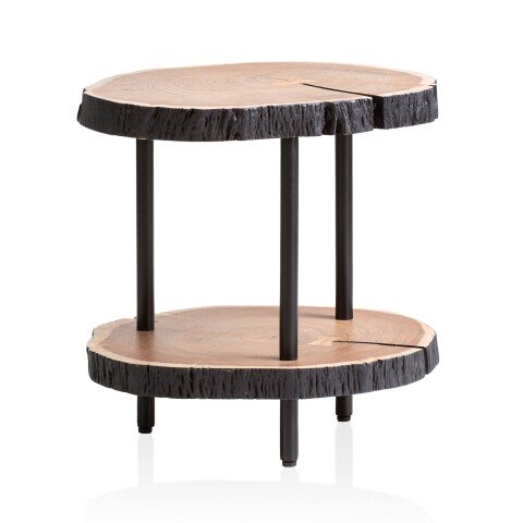 Beistelltisch Vollholz Sofatisch 45x45x50 cm Anstelltisch Baumscheibe