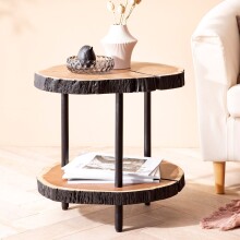 Beistelltisch Vollholz Sofatisch 45x45x50 cm Anstelltisch Baumscheibe