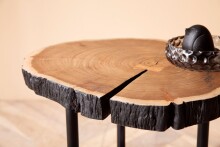 Beistelltisch Vollholz Sofatisch 45x45x50 cm Anstelltisch Baumscheibe