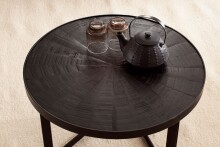 Couchtisch 58x58x40cm Massivholz Schwarz Sofatisch Wohnzimmertisch Rund