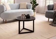 Couchtisch 58x58x40cm Massivholz Schwarz Sofatisch Wohnzimmertisch Rund