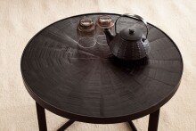 Couchtisch 58x58x40cm Massivholz Schwarz Sofatisch Wohnzimmertisch Rund