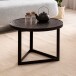 Couchtisch 58x58x40cm Massivholz Schwarz Sofatisch Wohnzimmertisch Rund