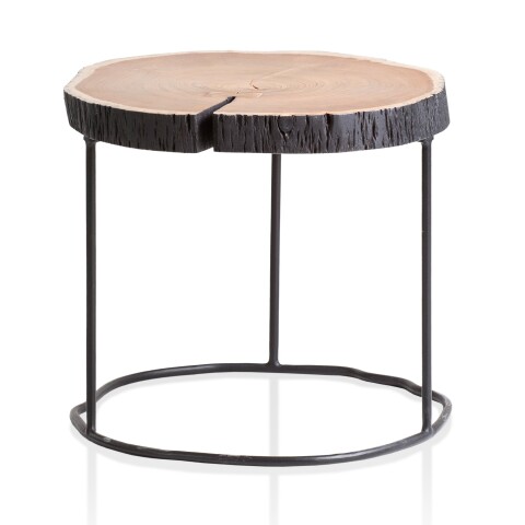 Couchtisch Vollholz Sofatisch 45x45x40 cm Holztisch Baumscheibe