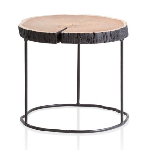 Couchtisch Vollholz Sofatisch 45x45x40 cm Holztisch Baumscheibe