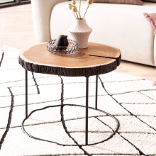 Couchtisch Vollholz Sofatisch 45x45x40 cm Holztisch Baumscheibe