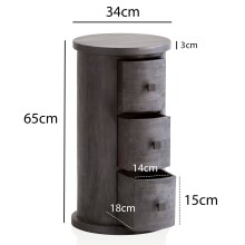 Kommode mit 3 Schubladen Sideboard 65 cm Holz Schwarz Beistellschrank