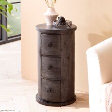 Kommode mit 3 Schubladen Sideboard 65 cm Holz Schwarz...