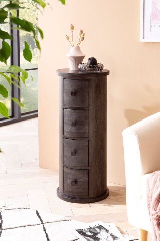 Kommode mit 4 Schubladen Sideboard 85 cm Holz Schwarz Beistellschrank
