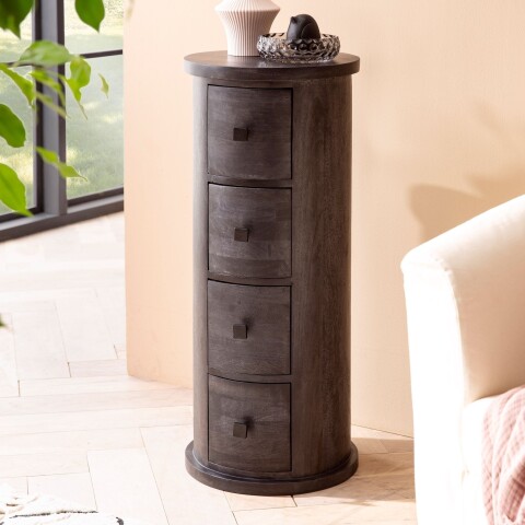 Kommode mit 4 Schubladen Sideboard 85 cm Holz Schwarz Beistellschrank, 193,16 €