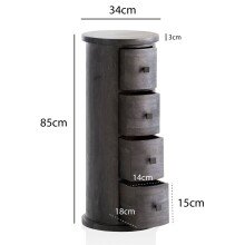 Kommode mit 4 Schubladen Sideboard 85 cm Holz Schwarz Beistellschrank