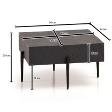 Couchtisch Steinoptik Anthrazit 64x64x35 cm Sofatisch Wohnzimmertisch