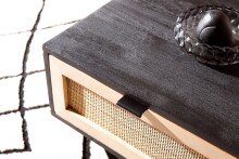 Couchtisch Sofatisch Massivholz Rattan 90x45x37cm Wohnzimmertisch Tisch