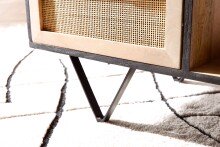 Couchtisch Sofatisch Massivholz Rattan 90x45x37cm Wohnzimmertisch Tisch